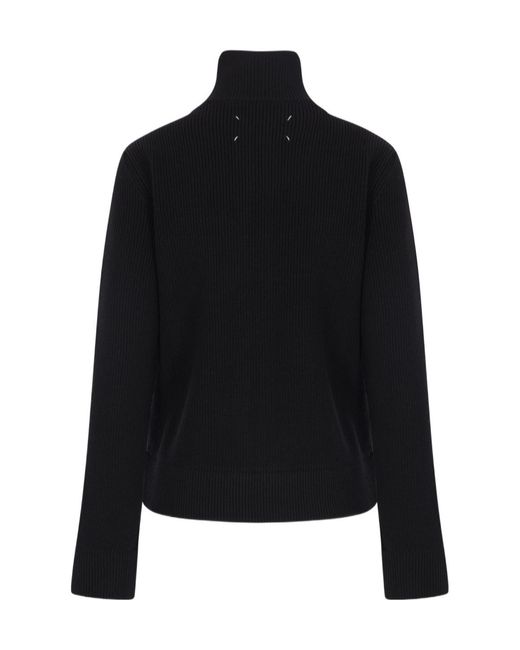 Maison Margiela Black Zip-Up Sweater