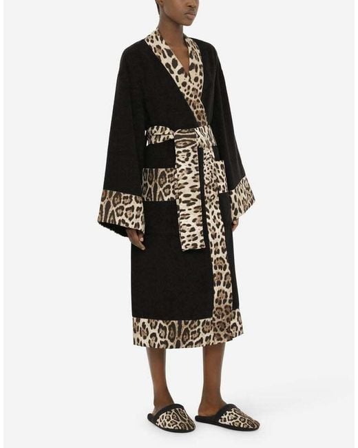 Dolce & Gabbana Black Terry Bathrobe for men