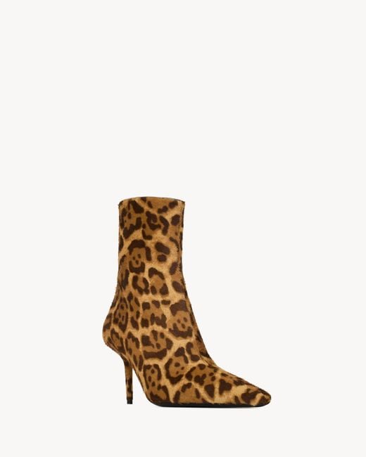 Saint Laurent Brown Pony Hair Ashley Ankle Boots 75