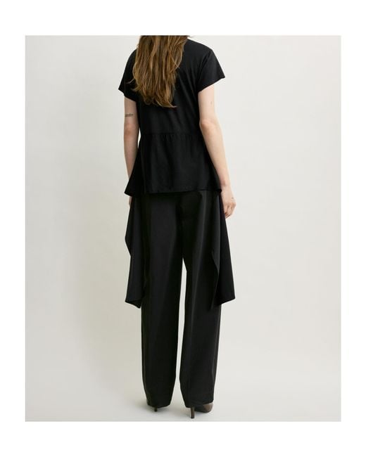 Totême  Black Knotted Draped T-Shirt