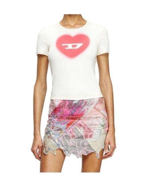 DIESEL Pink T-Ele Cropped T-Shirt