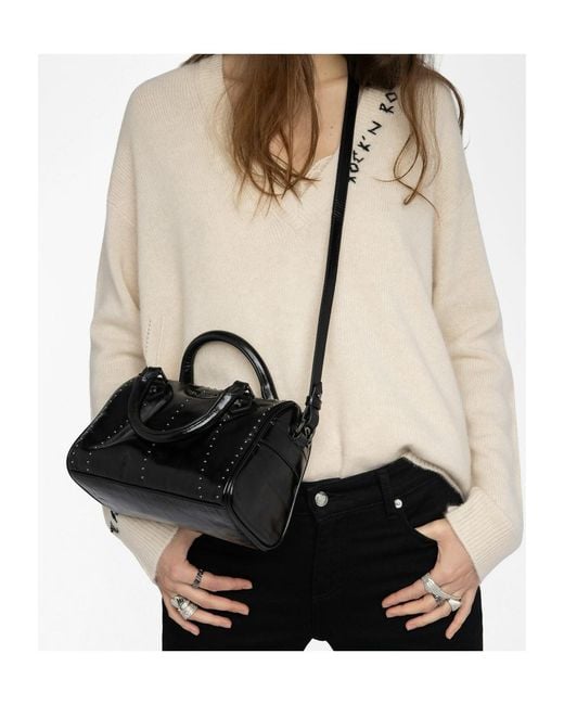 Zadig & Voltaire Black Sunny Xs Vibe Studed Top Handle Tote Bag
