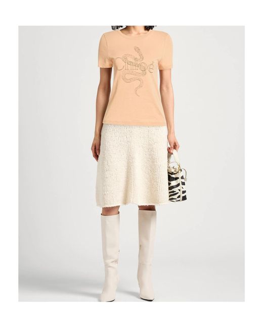Chloé Natural Logo Crew Neck T-Shirt
