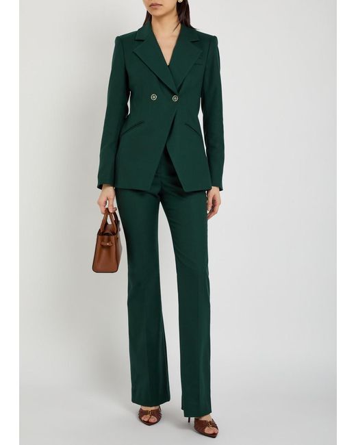 Veronica Beard Green Double-Breasted Woven Blazer Jacket
