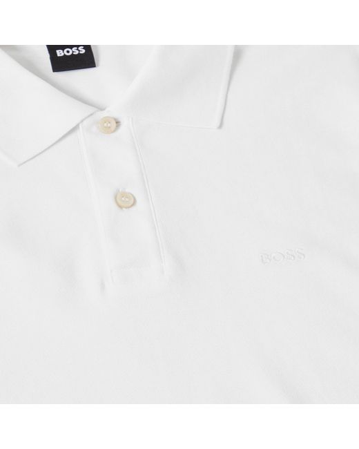 Boss White Logo Short-Sleeve Polo Shirt for men
