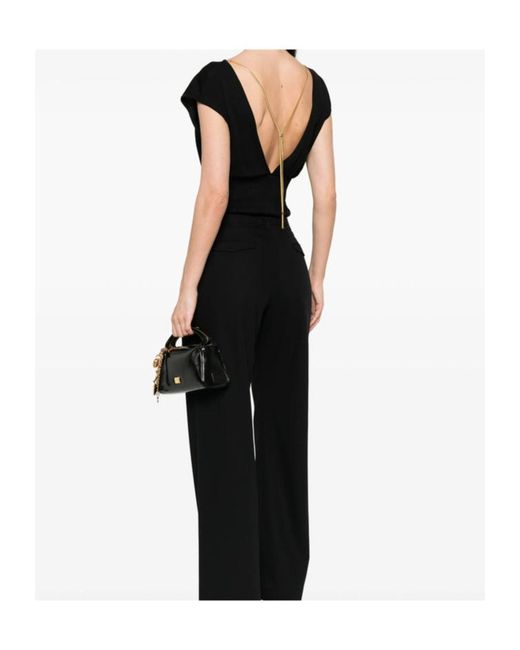 Elisabetta Franchi Black Crewneck Knit Bodysuit