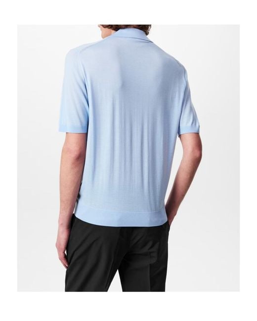 Prada Blue Fine Wool Polo Shirt for men