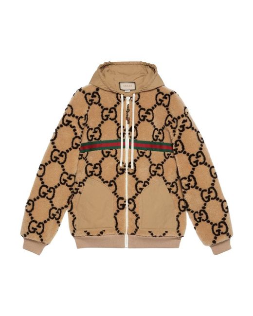 Gucci Natural Neutral Maxi Gg Wool Jersey Hoodie