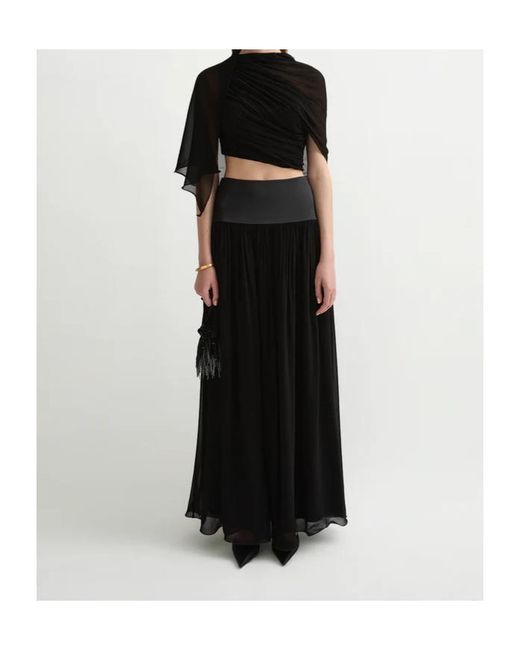 Posse Black Solene Draped One-Shoulder Top