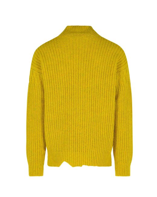 Marni Yellow Distressed Long-Sleeved Jumper for men