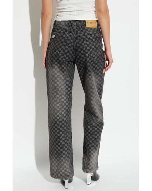 M I S B H V Gray Monogram-Check Jeans