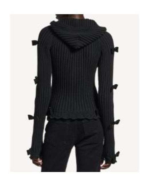 Balenciaga Black Fitted Bow Zip Hooded Sweater