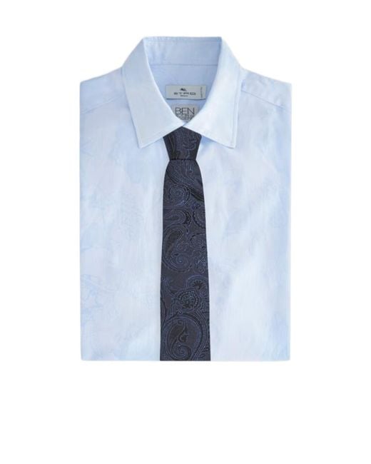 Etro Blue Silk Jacquard Tie With Paisley Motif for men