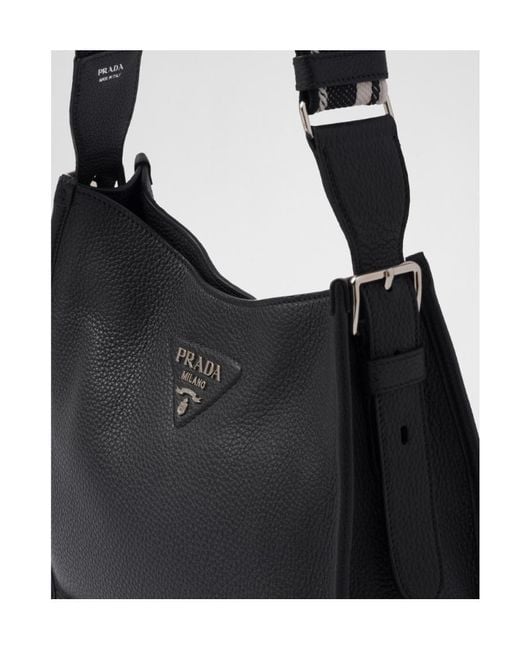 Prada Black Leather Hobo Bag