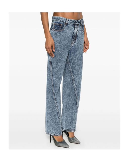 Alaïa Blue Alaïa Twisted Straight Cut Jeans