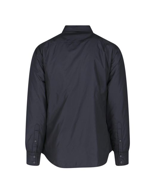Aspesi Blue Button-Up Shirt Jacket With Chest Pockets for men
