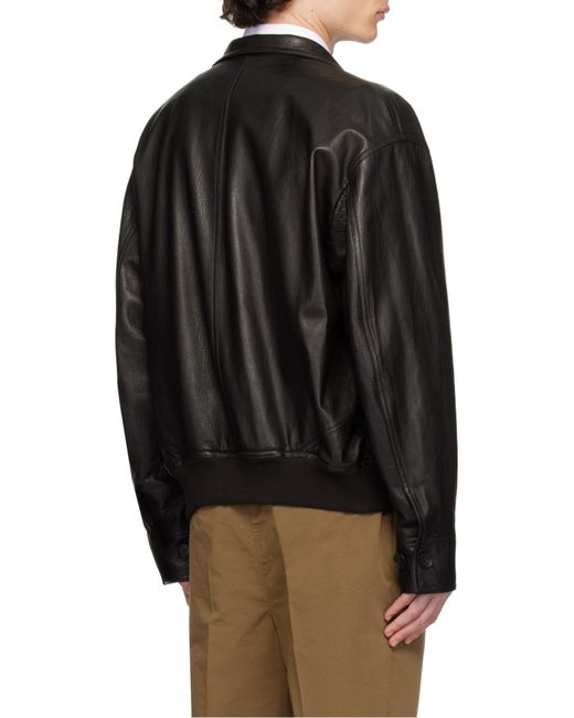 Ferragamo Black Leather Jacket for men