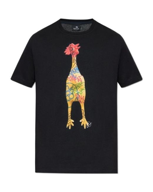 Paul Smith Black Ps Paul Smith Rubber Chicken Print T-Shirt for men