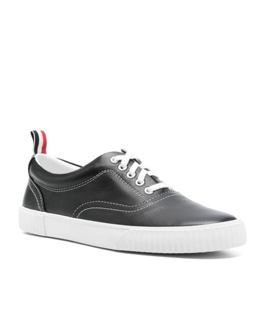 Thom Browne Black Heritage Round Toe Sneakers for men