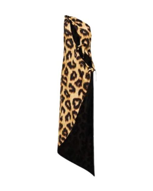 The Attico Black Leopard-Print Cutout Maxi Dress