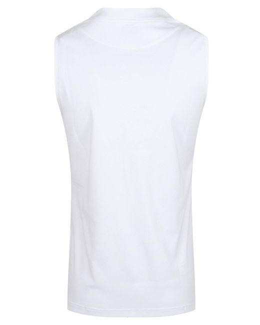 Eleventy White Sleeveless V-Neck Top