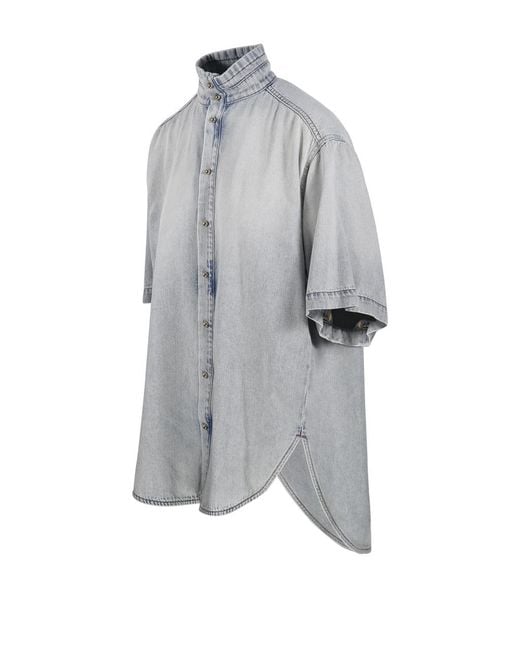 DARKPARK Gray High-Neck Short Sleeved Shirt