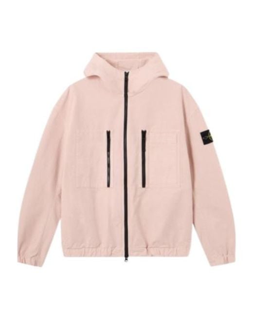 Stone Island Pink Comfort-Fit Hooded Overshirt With Zip Pockets for men