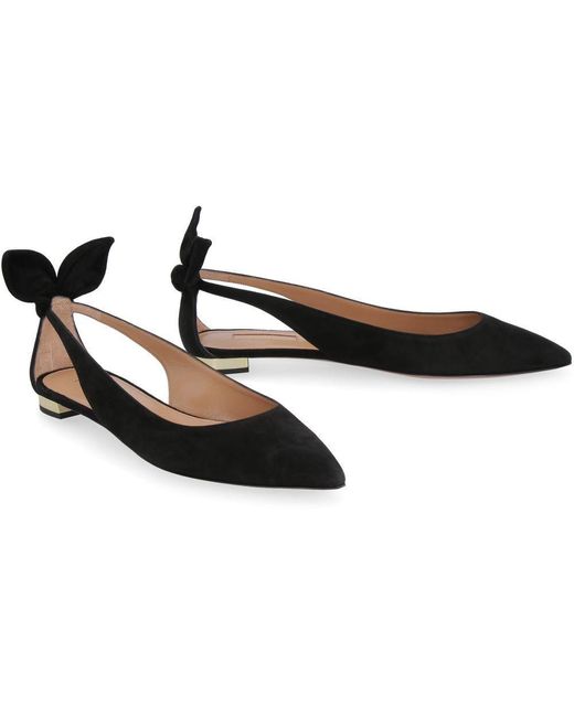 Aquazzura Black Bow Tie Detailed Ballerina Flats