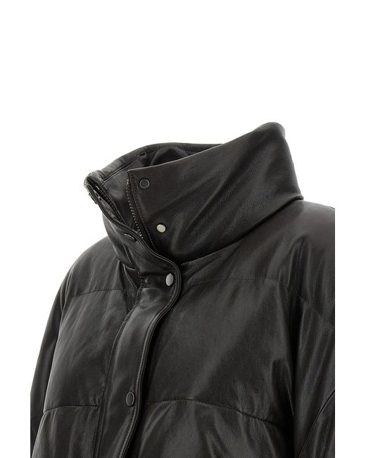 Brunello Cucinelli Black Padded Leather Jacket