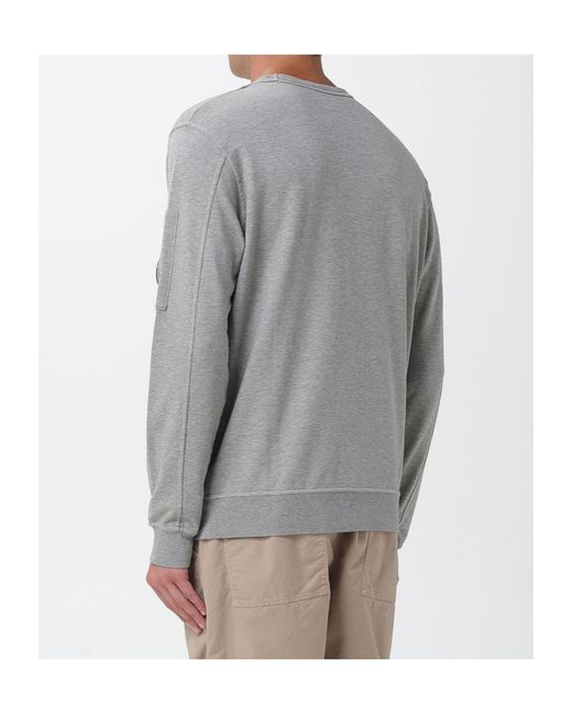 C P Company Gray Long-Sleeved Crew Neck Sweatshirt for men