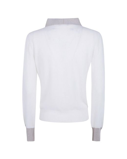 Anneclaire White Long-Sleeved Sweater