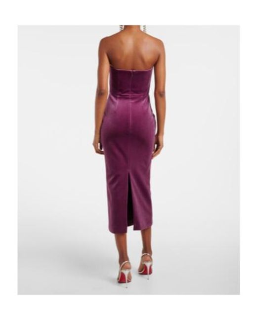 Alex Perry Purple Strapless Velvet Midi Dress