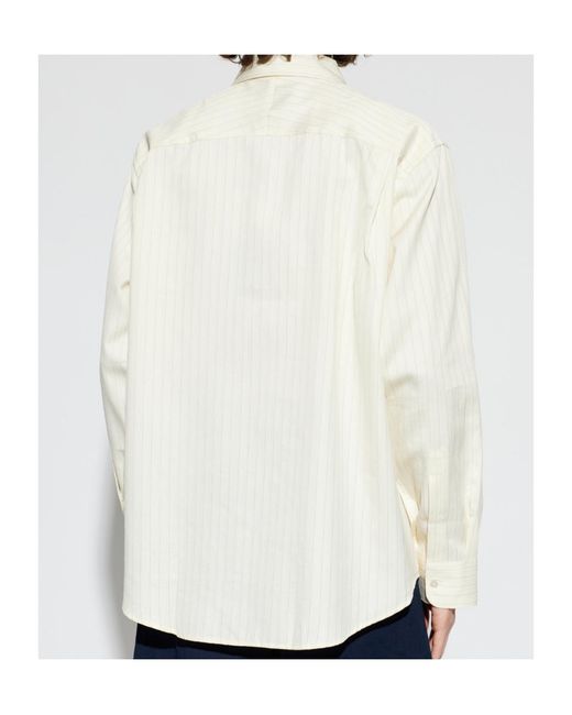 Studio Nicholson White View Striped Long-Sleeved Shirt for men