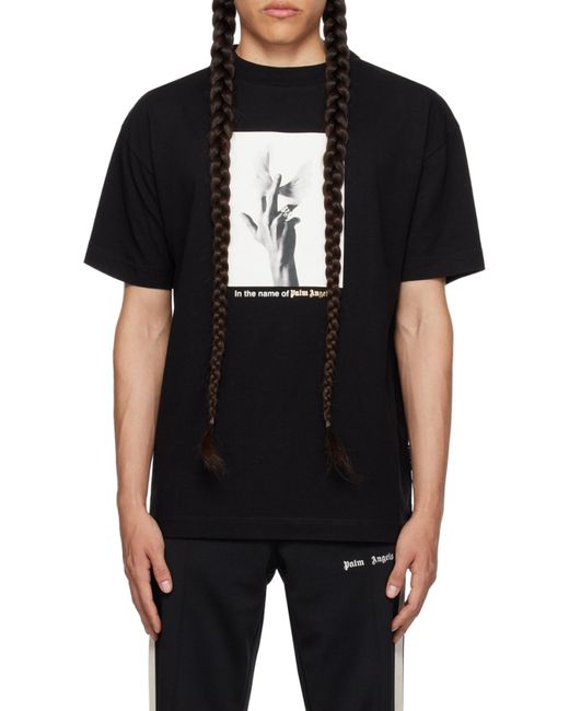 Palm Angels Black Wings Graphic-Print Cotton T-Shirt for men