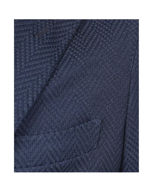 Barba Napoli Blue Single-Breasted Blazer for men