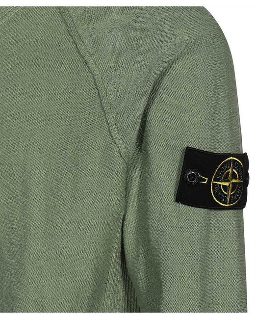 Stone Island Green Compass-Logo Cotton-Blend Jumper for men