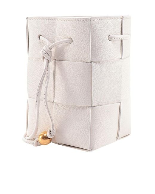 Bottega Veneta White Intreccio Bucket Bag
