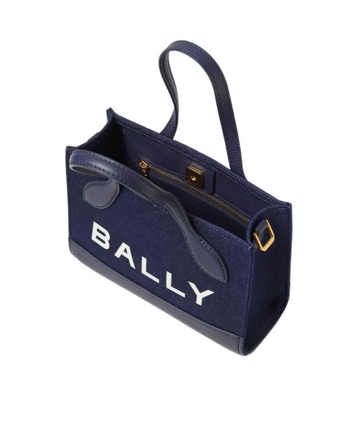 Bally Blue Logo Printed Tote Bag
