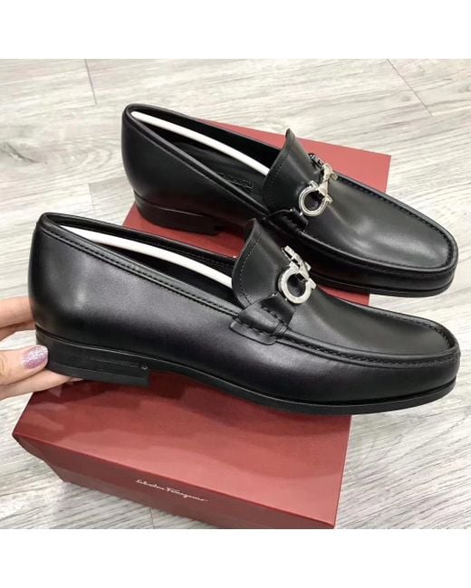 Ferragamo Black Ferragamo Gancini-Plaque Slip-On Loafers for men