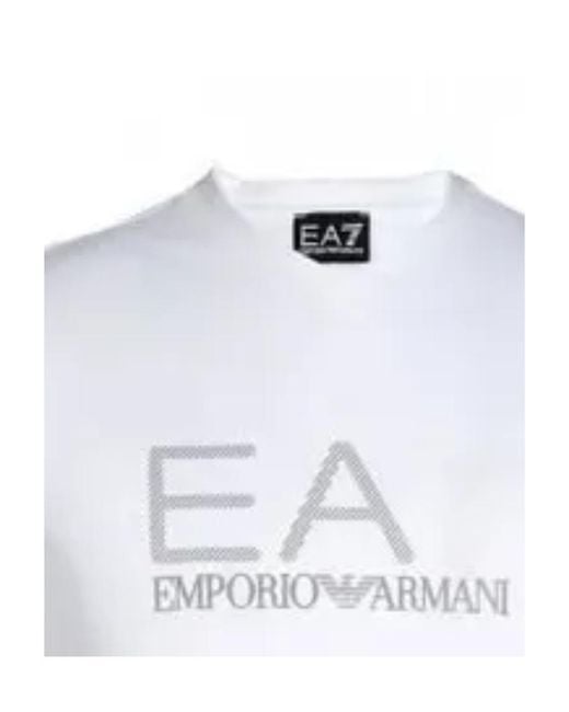 EA7 White Logo Round-Necked T-Shirt for men
