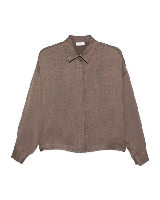 Peserico Brown Textured Long-Sleeve Shirt