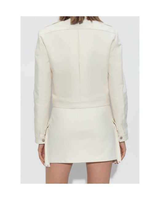 Tom Ford White Flap Pocket Cropped Jacket