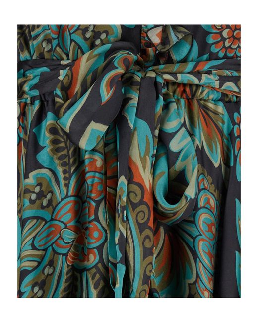 Etro Green Paisley Printed Pleated Dress