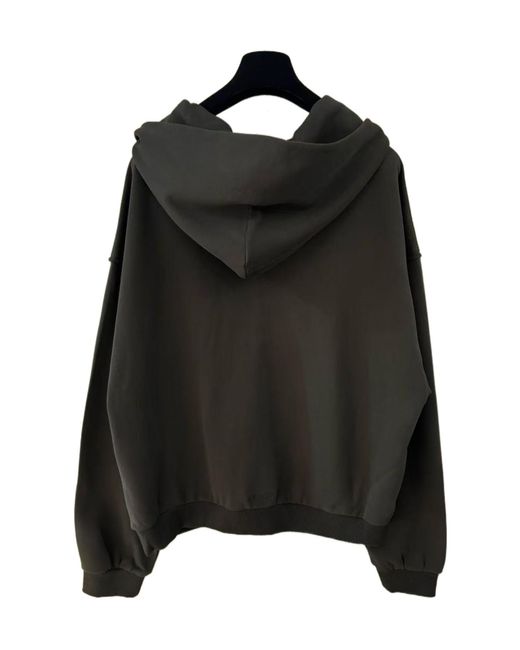 we11done Black Hooded Zipper Hoodie for men