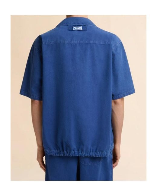 Marni Blue Short-Sleeved Drawstring Hem Shirt for men
