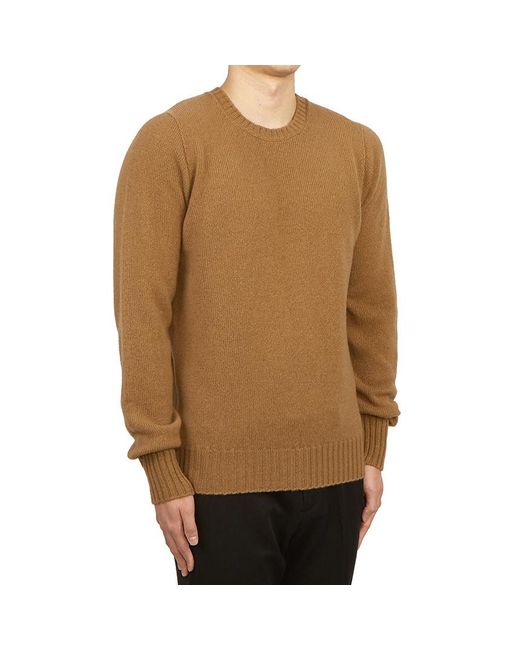 Drumohr Natural Ribbed Crewneck Sweater for men