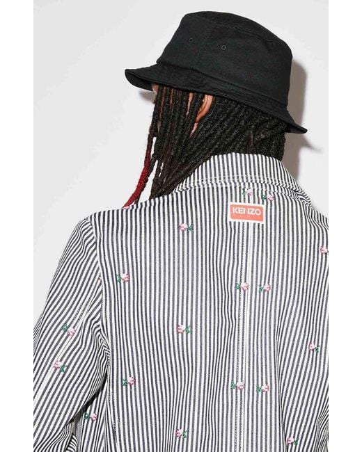 KENZO Gray Pixel Striped Denim Workwear Jacket for men