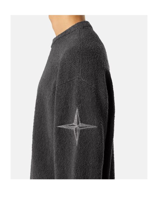 Stone Island Gray Loose-Fit Crewneck Jumper With Needle-Punched Star for men
