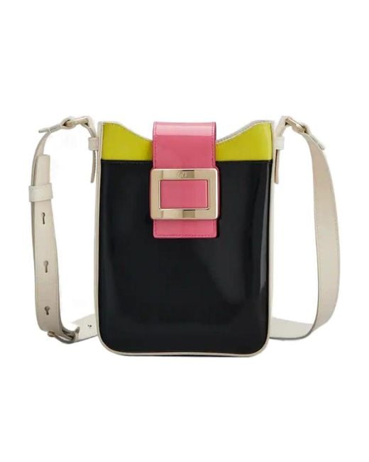 Roger Vivier Black Logo Engraved Color Blocked Crossbody Bag