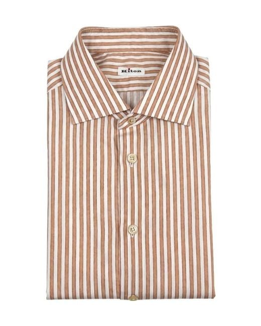 Kiton Pink Pointed Collar Shirt for men